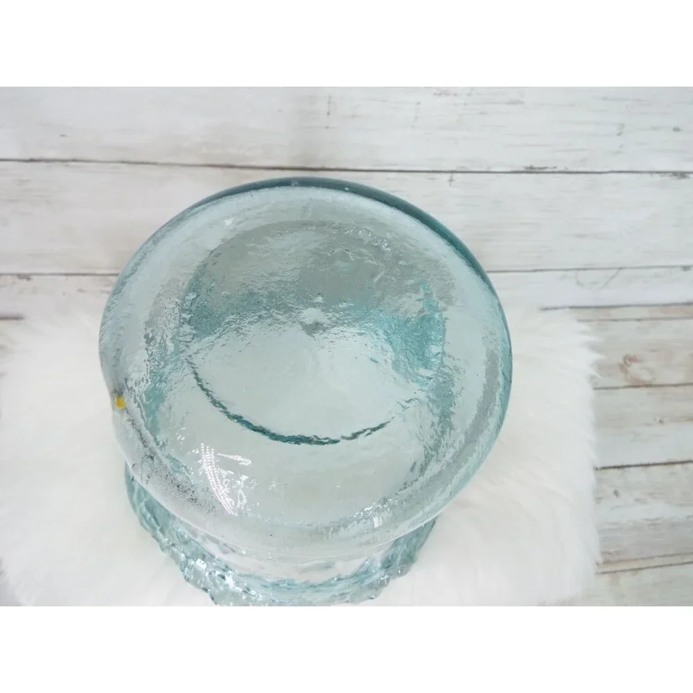 Recycled Art Glass Blue-Green Bowl Vase